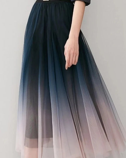 Spódnica midi tiulowa z efektem ombre
