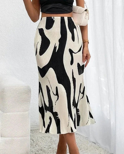 Spódnica midi prążkowana ze wzorem