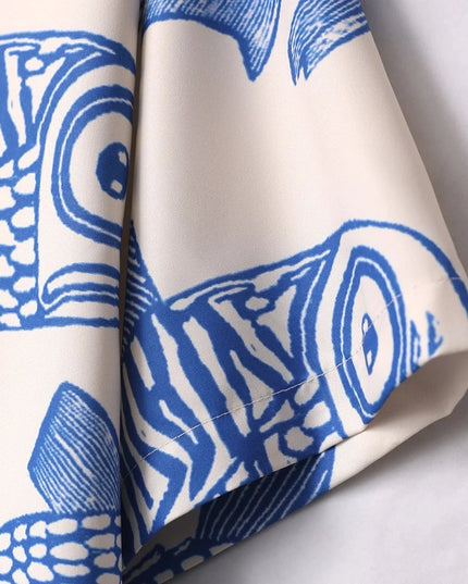 Męska koszula z krótkim rękawem i motywem ryb