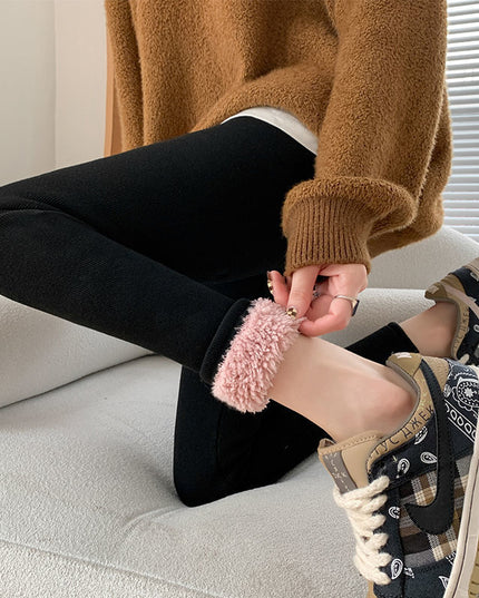 Damskie zimowe legginsy z polarem od środka