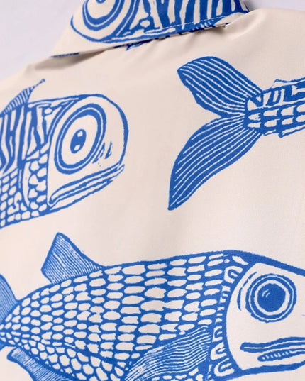 Męska koszula z krótkim rękawem i motywem ryb