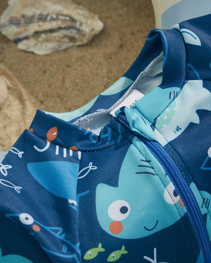 Kostium kąpielowy jednoczęściowy dla niemowląt z długim rękawem i suwakiem