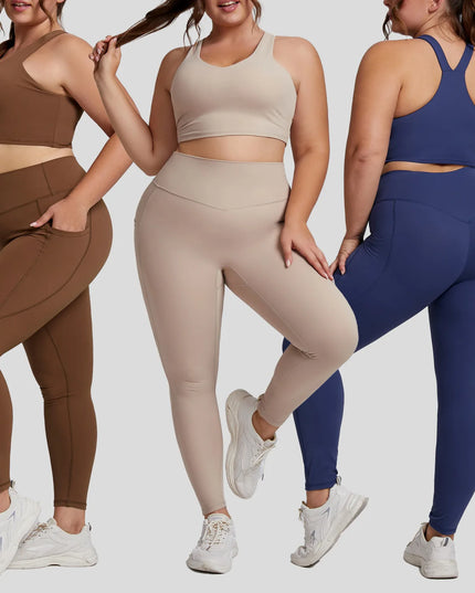 Komplet sportowy damski plus size - bezszwowe legginsy i top