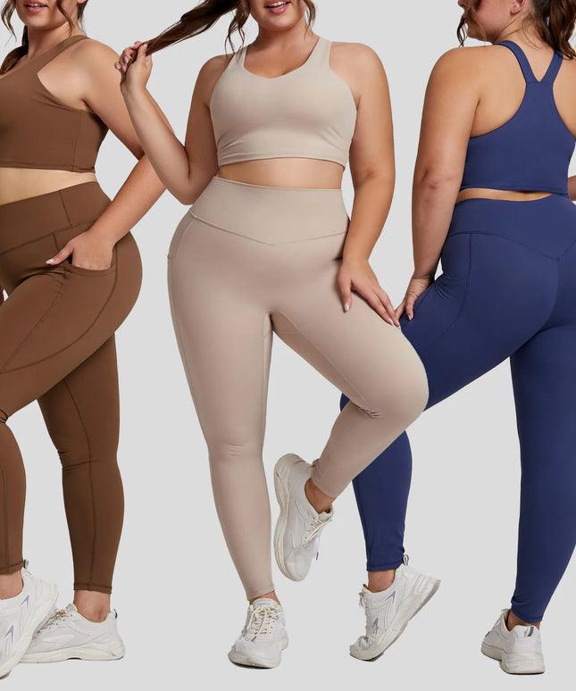 Komplet sportowy damski plus size - bezszwowe legginsy i top