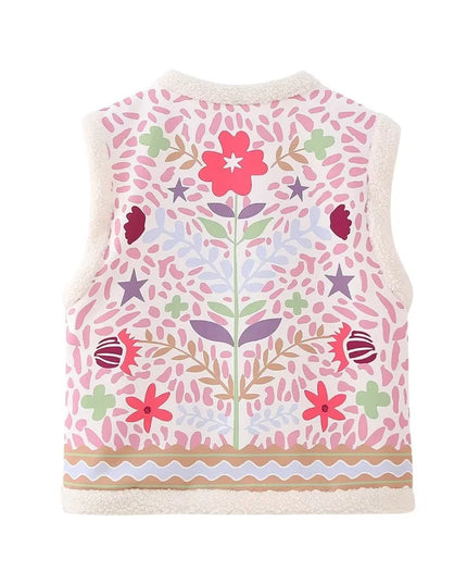 Kamizelka damska ocieplana z kolorowym motywem