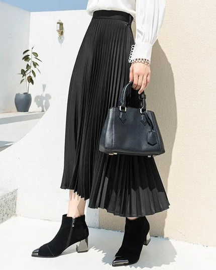 Spódnica maxi plisowana w jednolitym kolorze