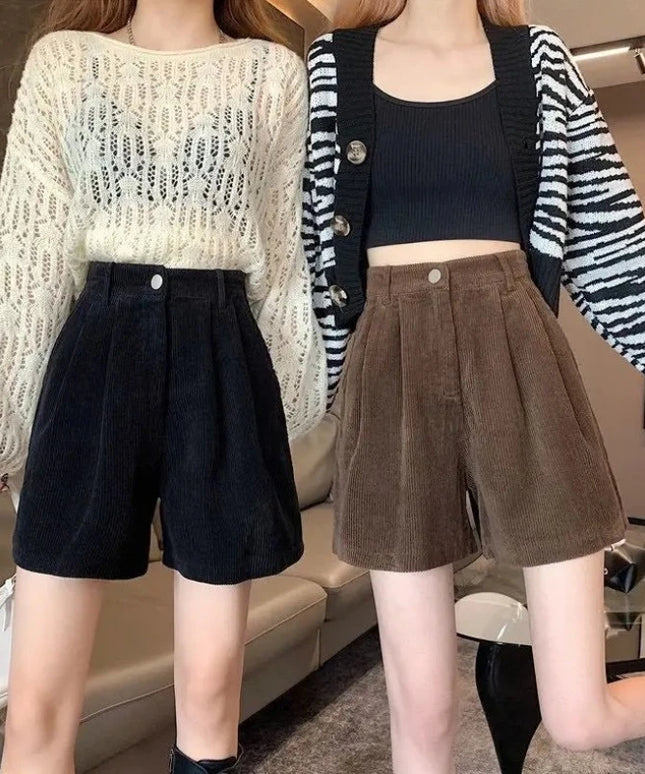 Damskie szorty sztruksowe o dłuższym fasonie