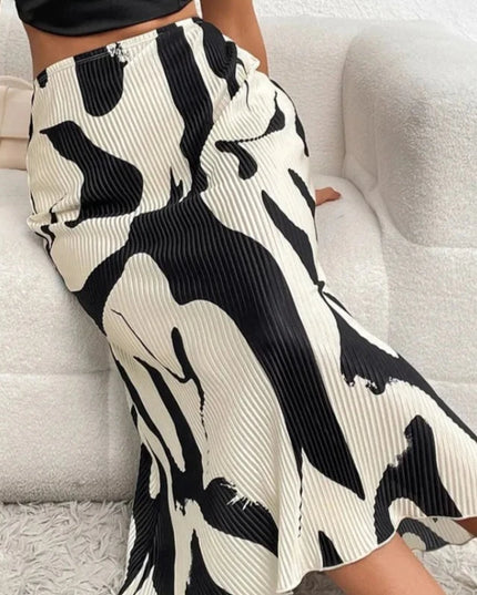 Spódnica midi prążkowana ze wzorem