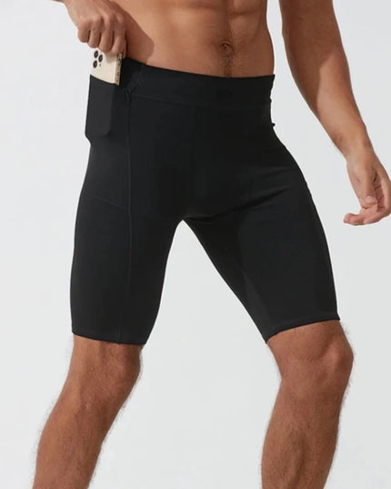 Sportowe legginsy męskie krótkie z kieszeniami