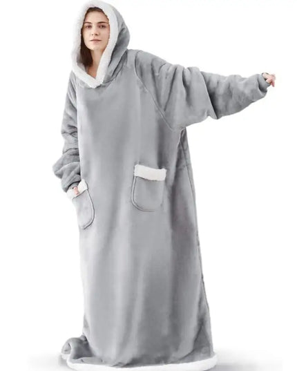 Długa kocobluza unisex z kapturem i białymi wstawkami