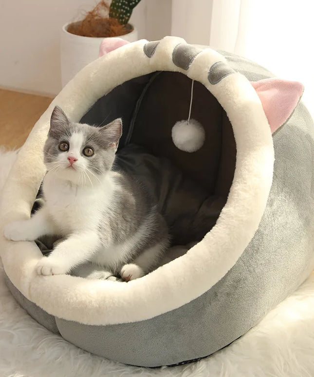 Pluszowe legowisko typu jaskinia dla pupila – domek z miękkim wnętrzem dla psa lub kota