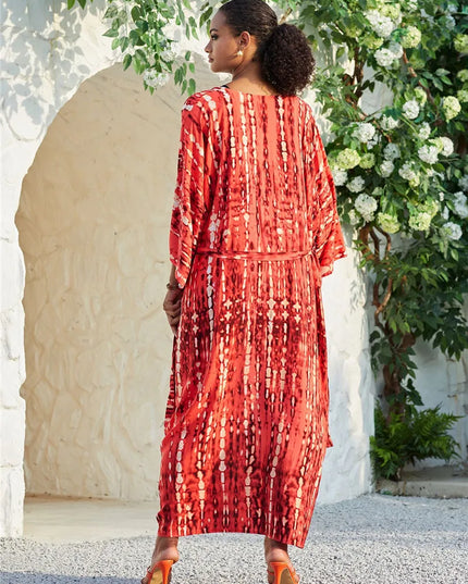 Długie kimono plażowe boho – narzutka damska na lato | Klenti