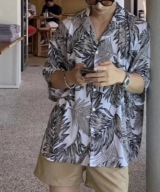 Męska koszula hawajska z motywem liści