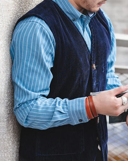 Kamizelka męska elegancka sztruksowa