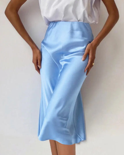 Spódnica midi elegancka z satynowego materiału