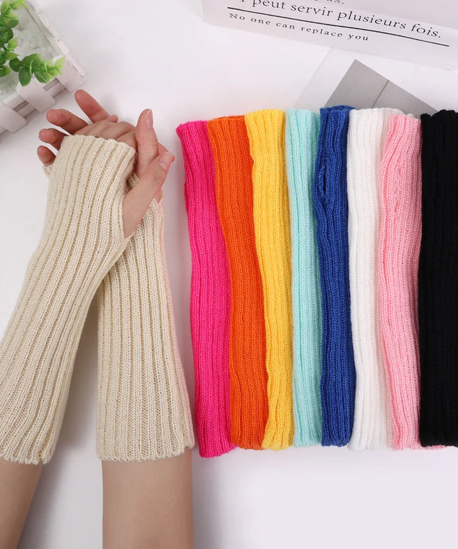 Długie rękawiczki damskie bez palców