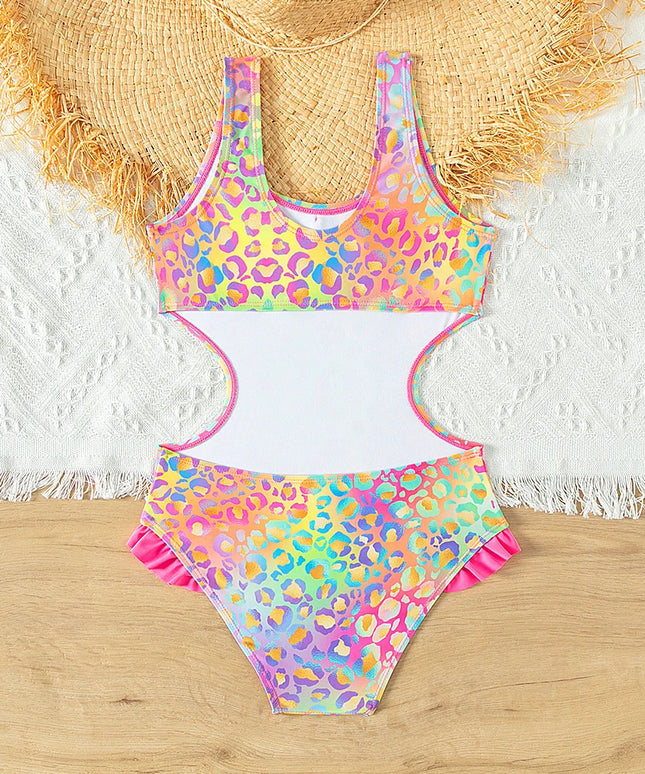 Jednoczęściowy strój kąpielowy dla dziewczynki z wycięciami na brzuchu