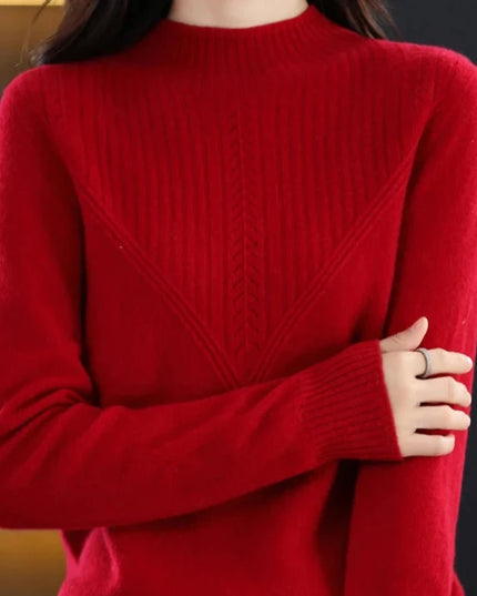 Damski sweter dziergany z wełny