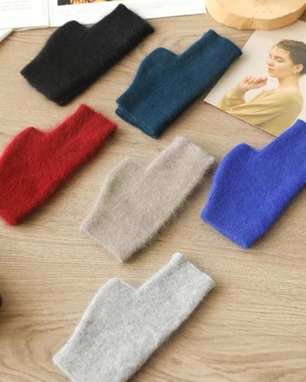 Rękawiczki damskie bez palców w jednolitym kolorze