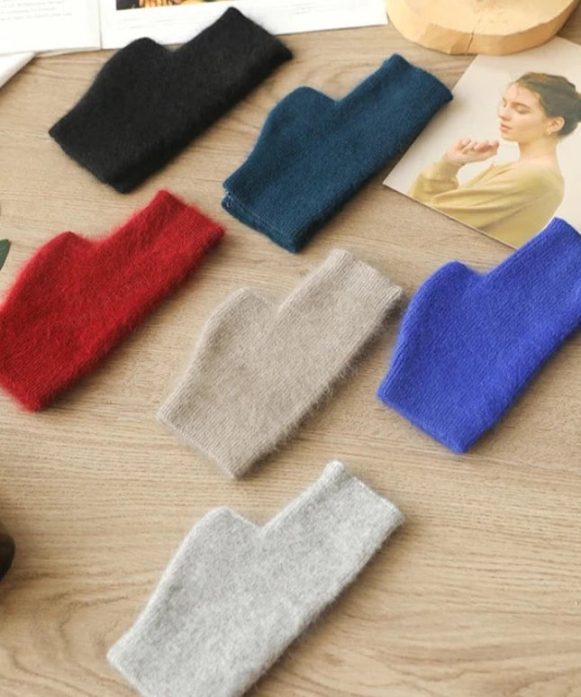Rękawiczki damskie bez palców w jednolitym kolorze