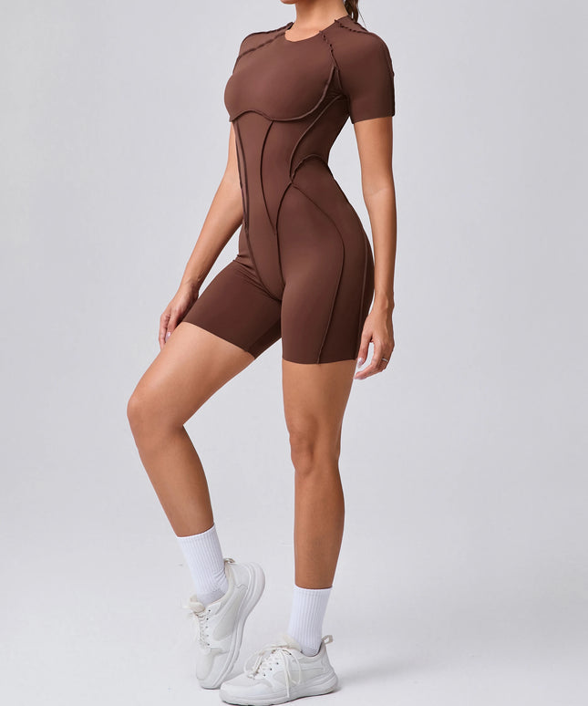 Krótki kombinezon sportowy damski bez pleców - na jogę i siłownię