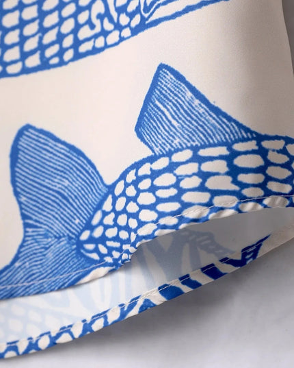 Męska koszula z krótkim rękawem i motywem ryb