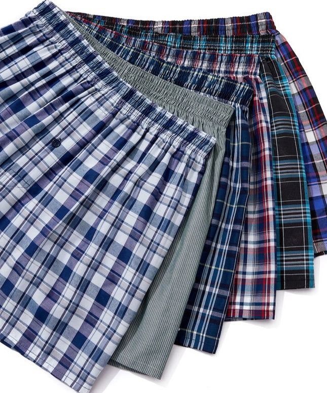 Bokserki luźne męskie szorty do spania w kratkę 6 sztuk