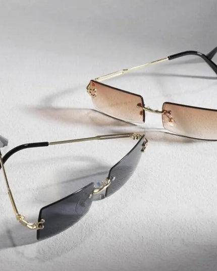 Męskie okulary przeciwsłoneczne prostokątne bezramkowe - zestaw 2 sztuk