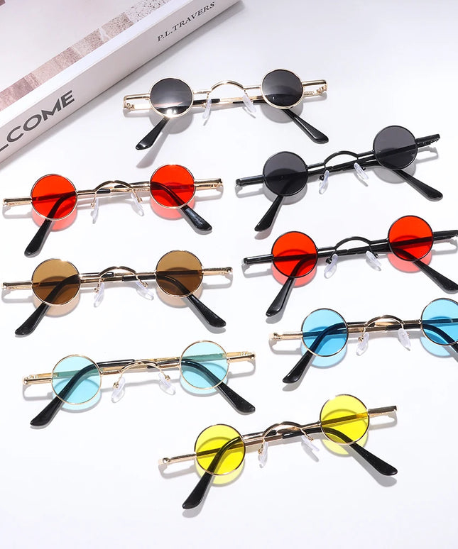 Męskie okulary przeciwsłoneczne z małymi i okrągłymi szkłami