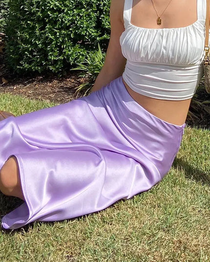 Spódnica midi elegancka z satynowego materiału