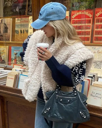 Kamizelka damska oversize ze sztucznego futra