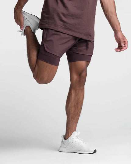 Sportowe spodenki męskie 2w1 z przewiewnego materiału