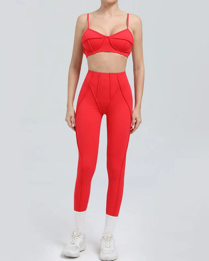 Bezszwowy komplet sportowy damski – top i legginsy z wysokim stanem