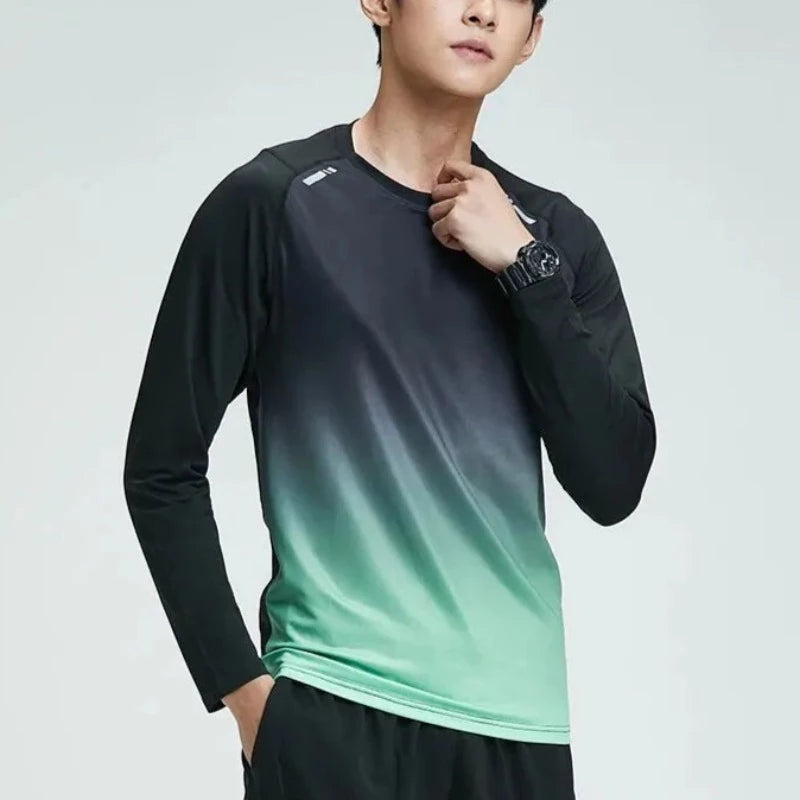 Sportowa koszulka męska rozciągliwa i szybkoschnąca z efektem ombre