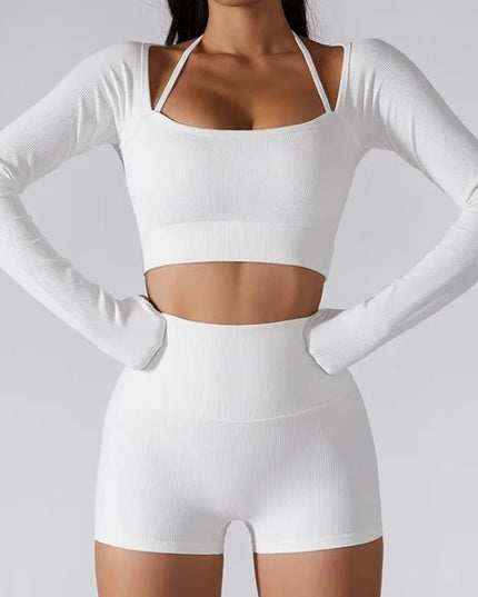 Sportowy top damski z długim rękawem i dodatkowymi ramiączkami