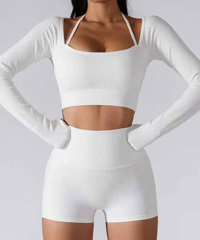 Sportowy top damski z długim rękawem i dodatkowymi ramiączkami