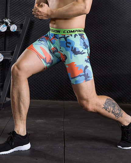 Sportowe legginsy męskie krótkie w kolorowe wzory