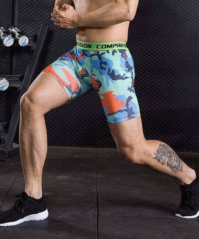 Sportowe legginsy męskie krótkie w kolorowe wzory