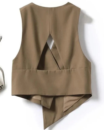 Kamizelka damska elegancka o asymetrycznym kroju