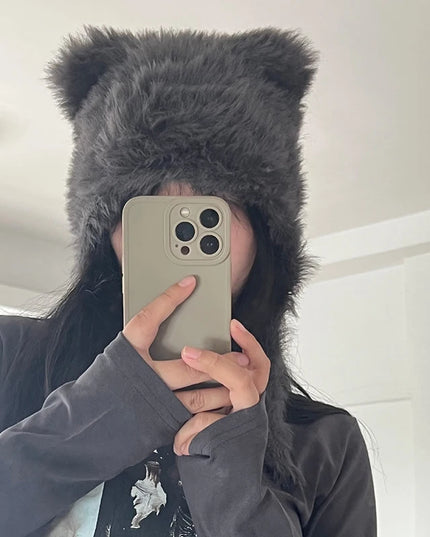 Czapka damska długa z kocimi uszami