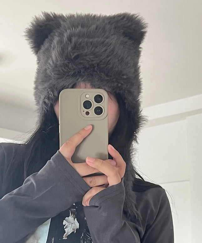 Czapka damska długa z kocimi uszami