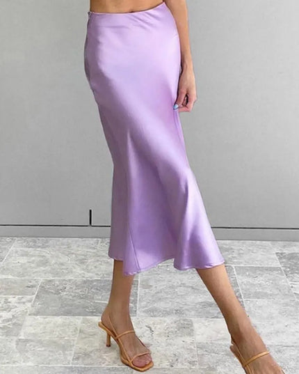 Spódnica midi elegancka z satynowego materiału