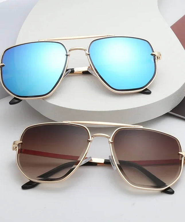 Męskie okulary przeciwsłoneczne ze złotą oprawą