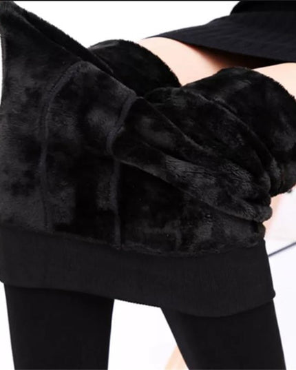 Damskie spodnie zimowe ciepłe legginsy z polarem