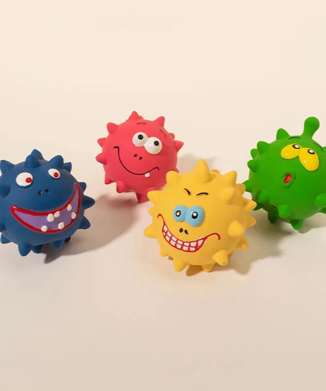 Piszcząca zabawka dla psa – kolczasta piłka do żucia i czyszczenia zębów