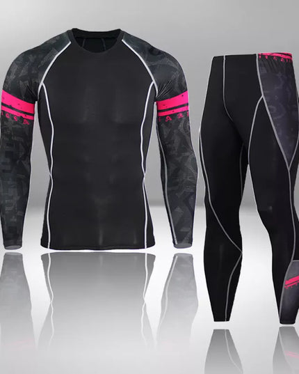 Sportowy komplet męski dopasowany - koszulka i legginsy