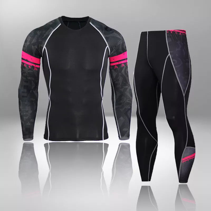 Sportowy komplet męski dopasowany - koszulka i legginsy