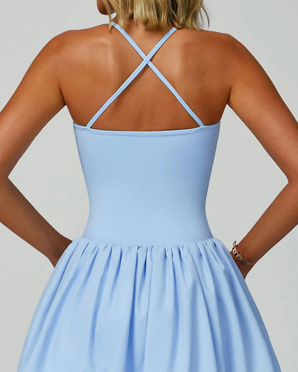 Sportowa sukienka - kombinezon damski z wszytymi miseczkami i rozkloszowaną spódniczką