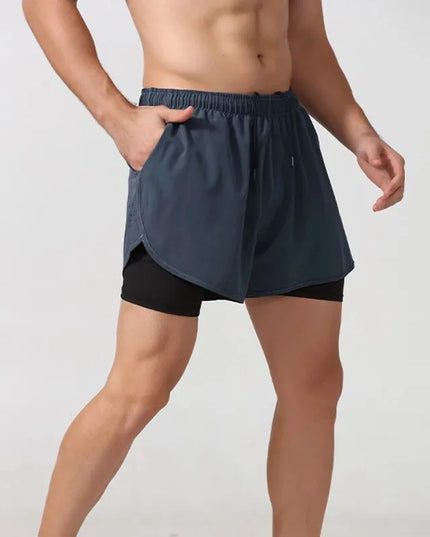 Sportowe spodenki męskie 2w1 z kieszeniami