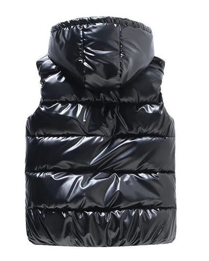 Kamizelka damska błyszcząca z kapturem